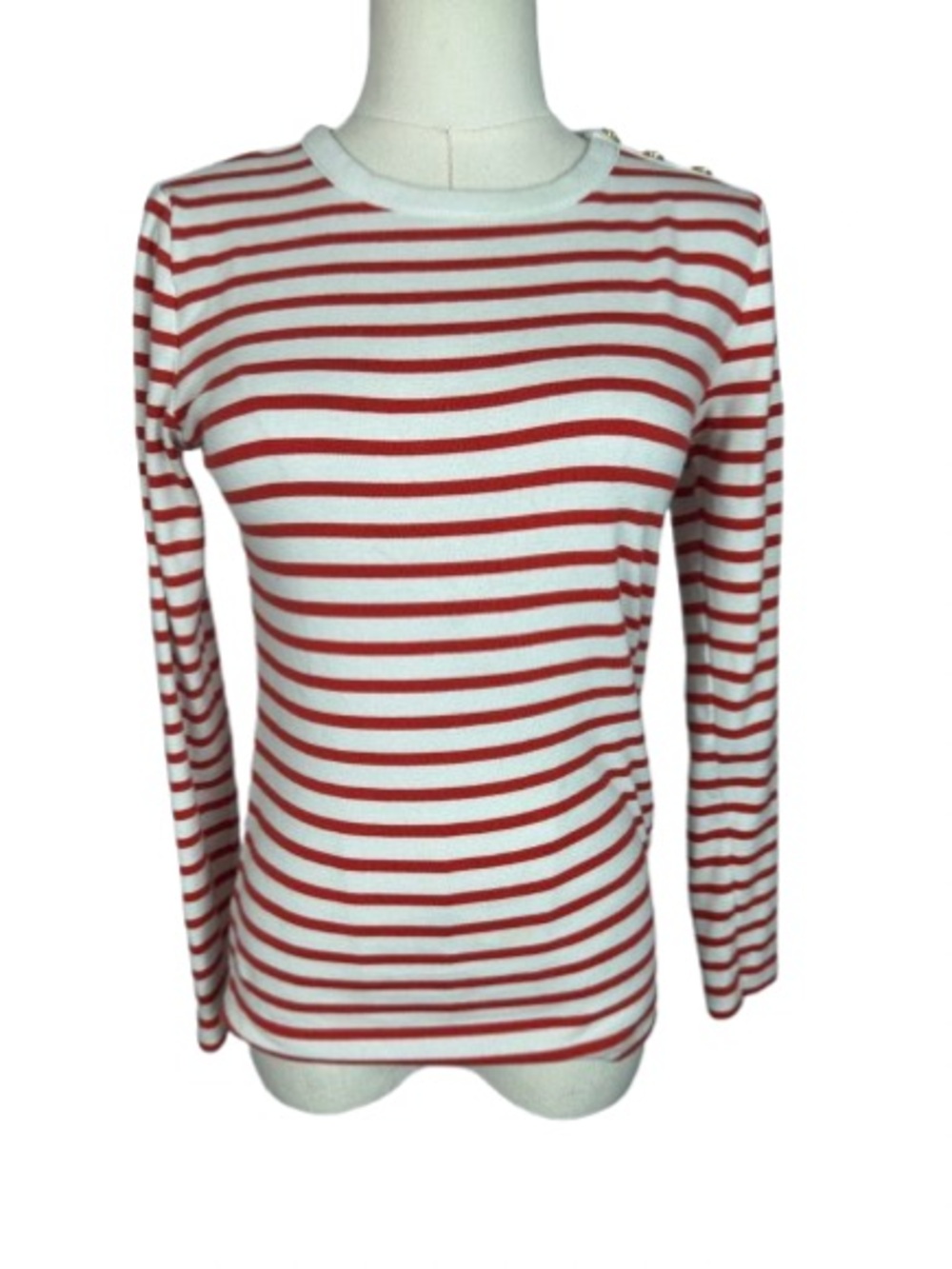 J. Crew Red and White Striped Long-Sleeve Tee